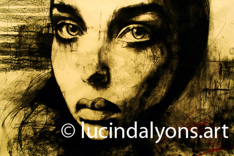 Rebecca - Charcoal oil painting on paper