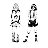 B/W character full body