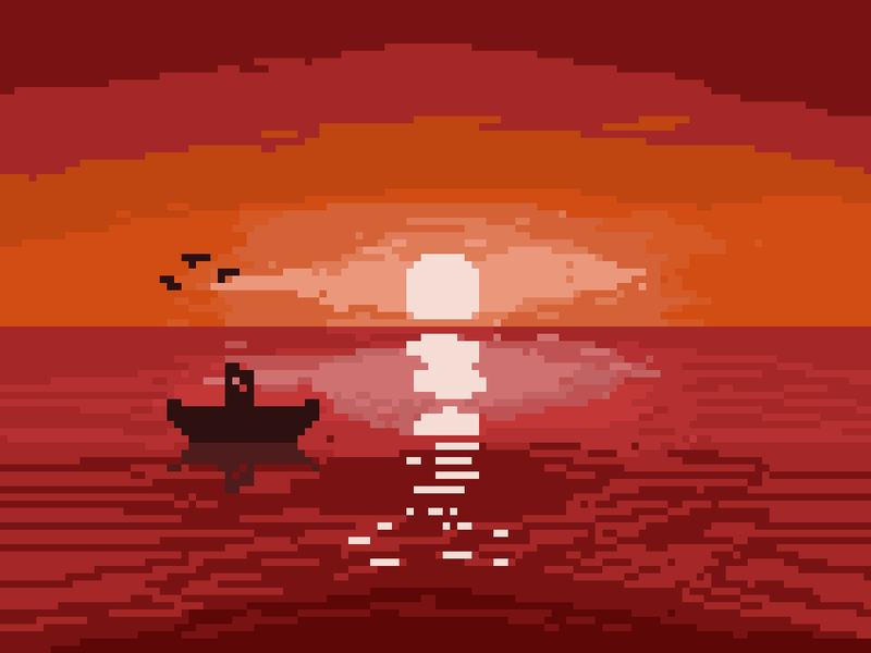 Landscape sunset Pixel Art