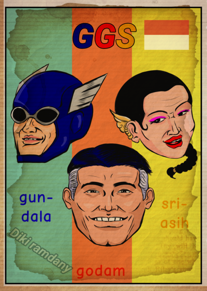 Colored retro comic book/ album cover