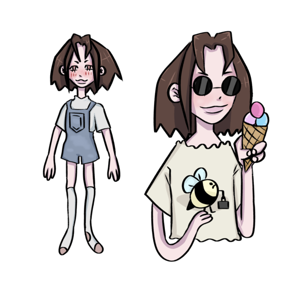 cartoon style full body + profile