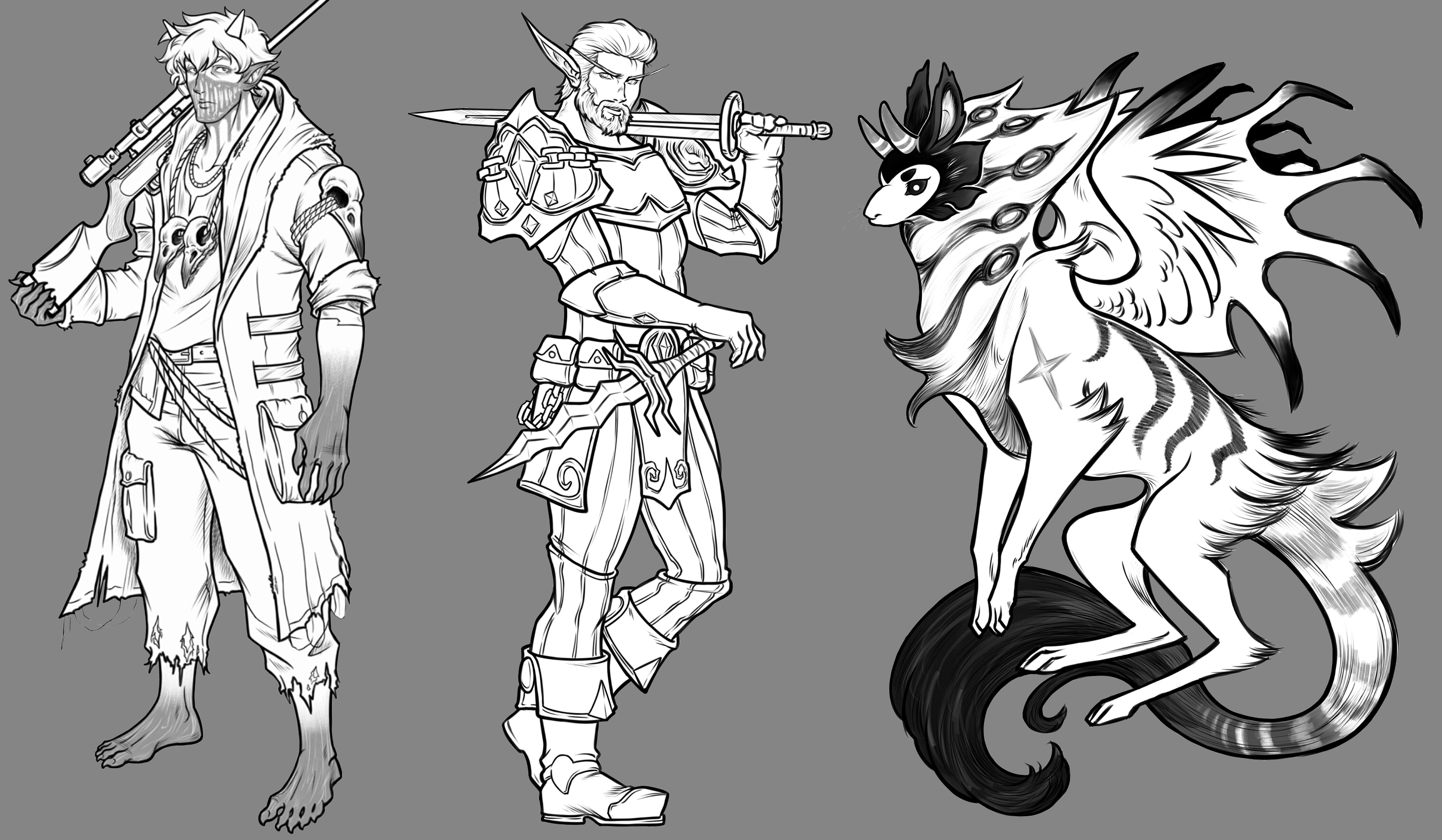 B&W FULLBODY CHARACTER / FAN ART - Artists&Clients