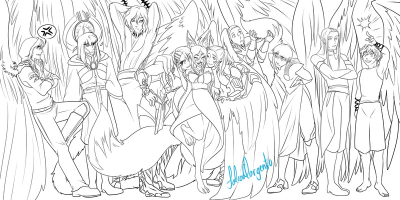 Multi characters lineart 