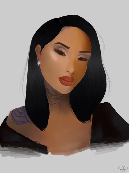 Realistic ,colored female portrait