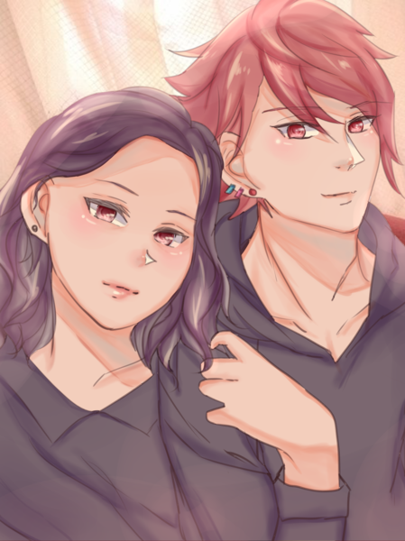 colored bust up couple