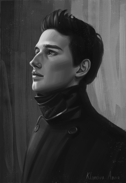 Black and white realistic portrait