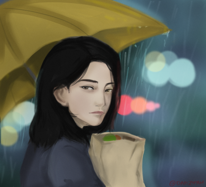 Character and background illustration