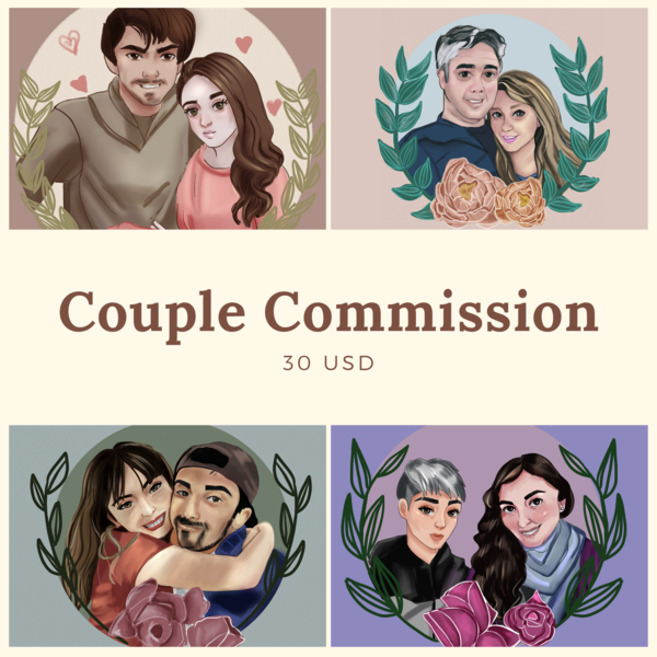 Couple commission full color anime 