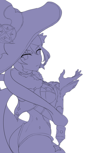 Anime Style Lineart Half Body