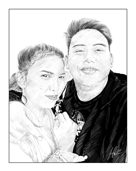 Sketch realistic portrait B & W