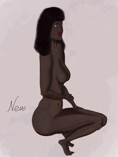 Colored drawing, full body nude