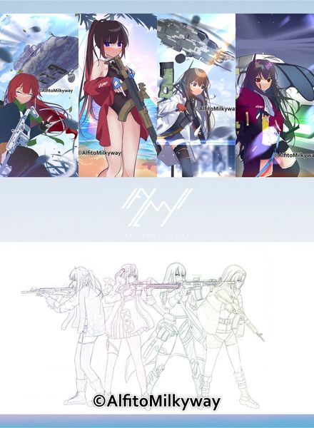 anime illustration with weapon
