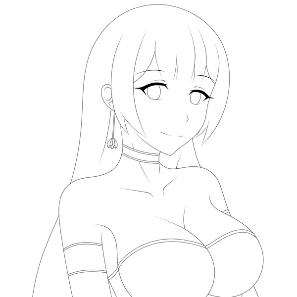 Clean Lineart Halfbody Character