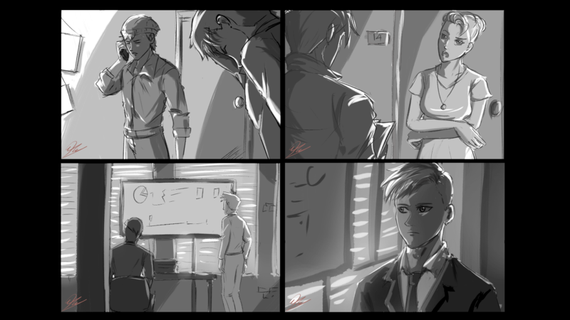 Storyboard in Grayscale Shading