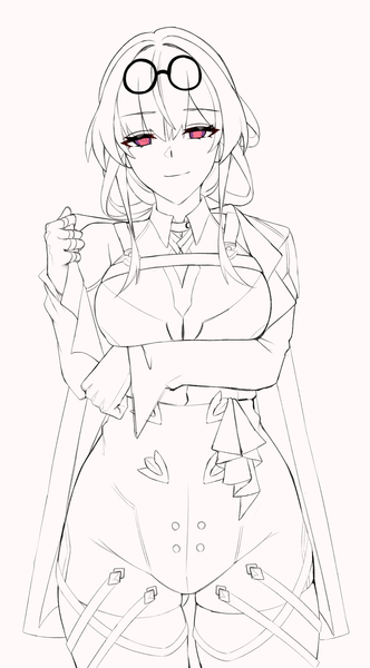 Thigh Up Line Art Anime Style