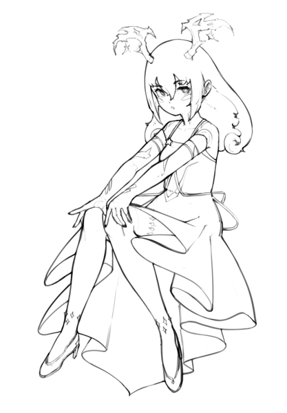 Lineart sketch anime style