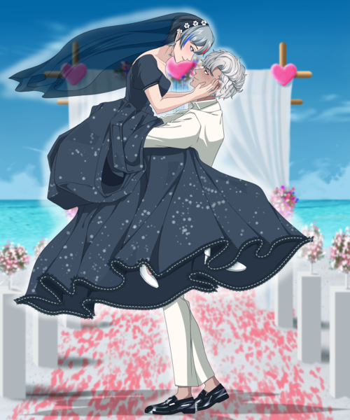 Half Body Anime Couple Colored