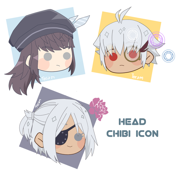 3 head icon anime chibi