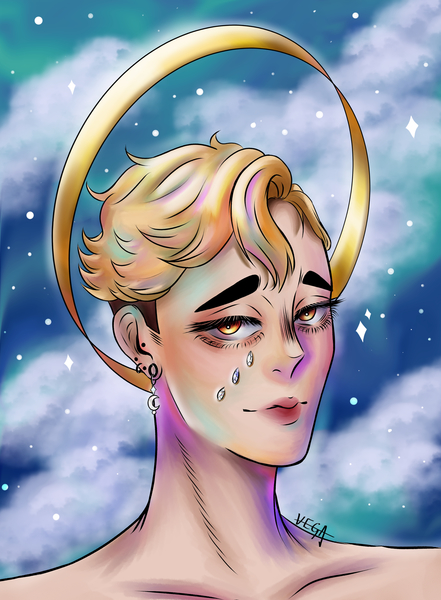 very colorful anime/manga portrait