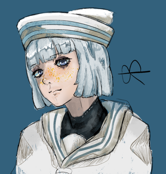 Coloured bust/half body sketch