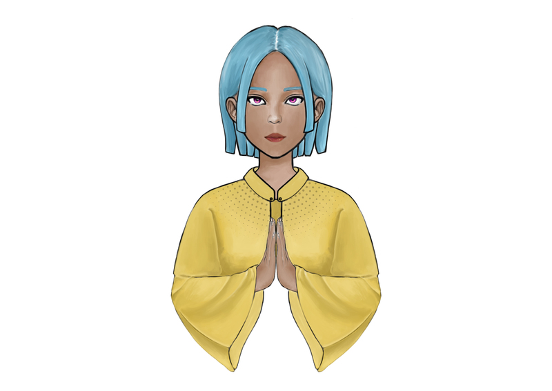 colored character half body