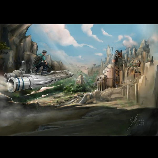 draw fantasy landscape & character
