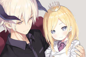 Colored Anime Couple Half body