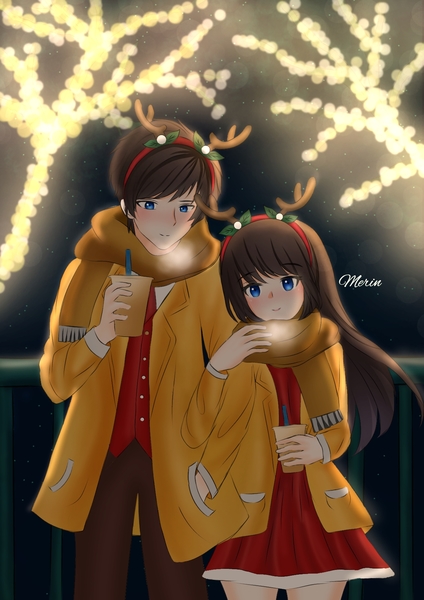 COLORED HALF BODY  COUPLE ANIME STYLE
