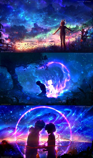 Magical scenery in silhouette style