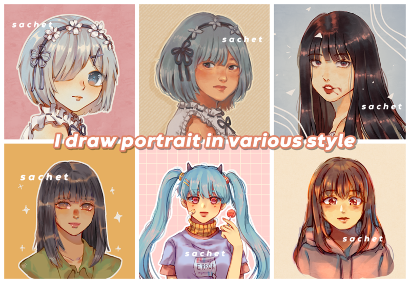 Colored Portrait in Various Styles