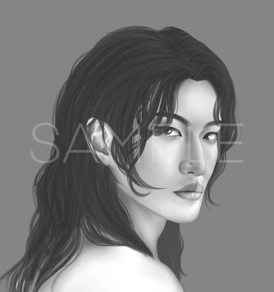 Semirrealistic Shaded Portrait Sketch