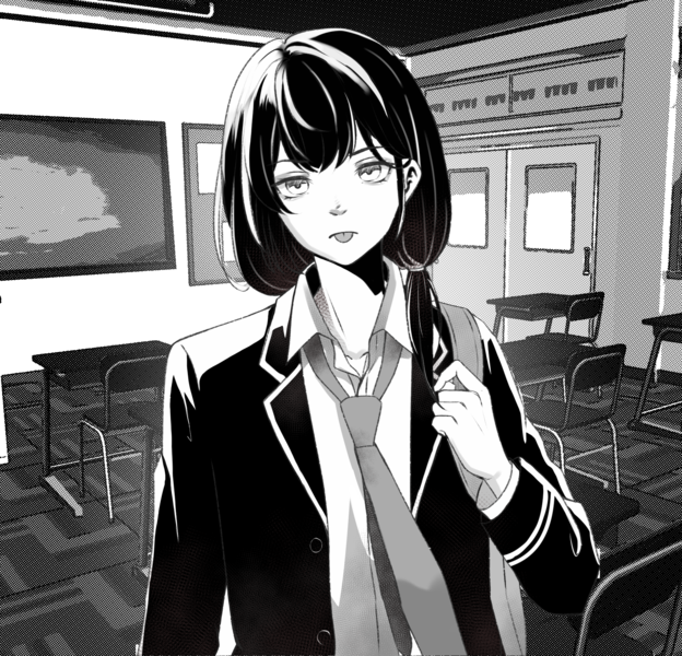 Black and white Bust up manga art