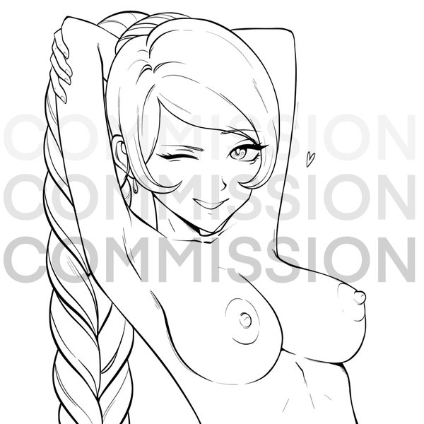BUST UP NSFW ANIME LINEART