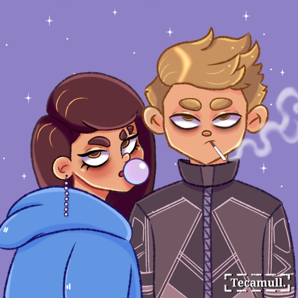 Colored stylized portrait sketch
