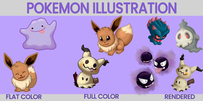 Pokemon illustration, stickers, fanarts