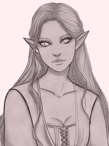 Lined & Shaded Greyscale Bust