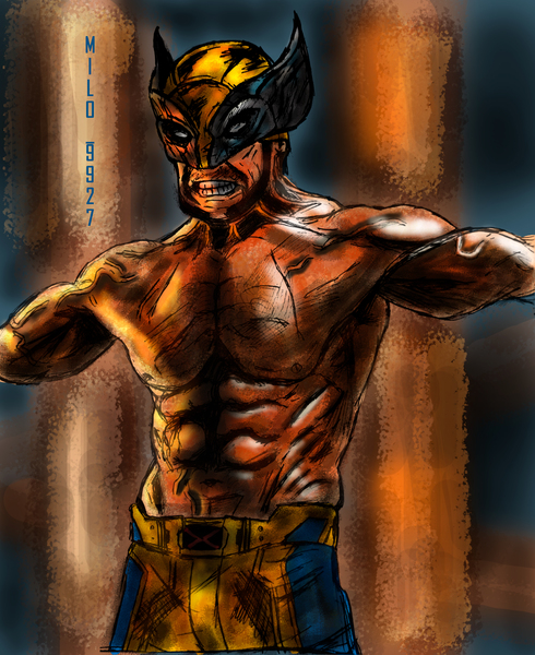 Colored Sketch Full Body Wolverine