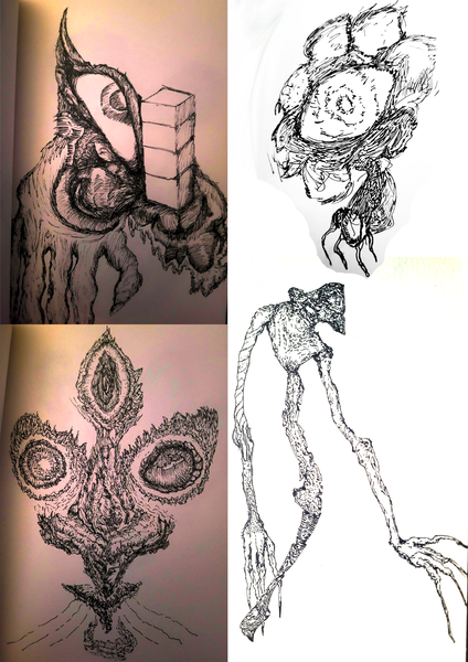 Black and White Hand drawn "Entities"