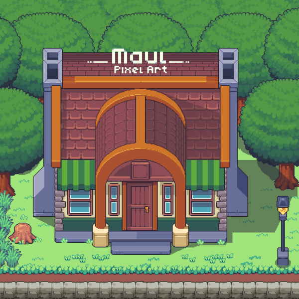 Pixel art house and building design 