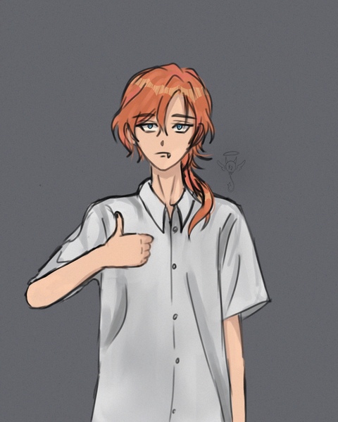 Coloured sketch, half body