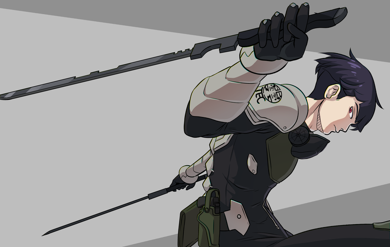 Half-body colored drawing