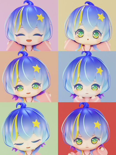 Chibi 3D emote icon set