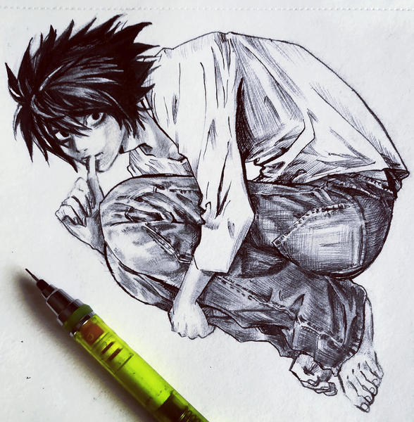 Black and white sketch full body