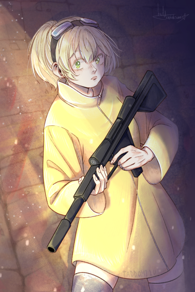 Colored anime with simple background