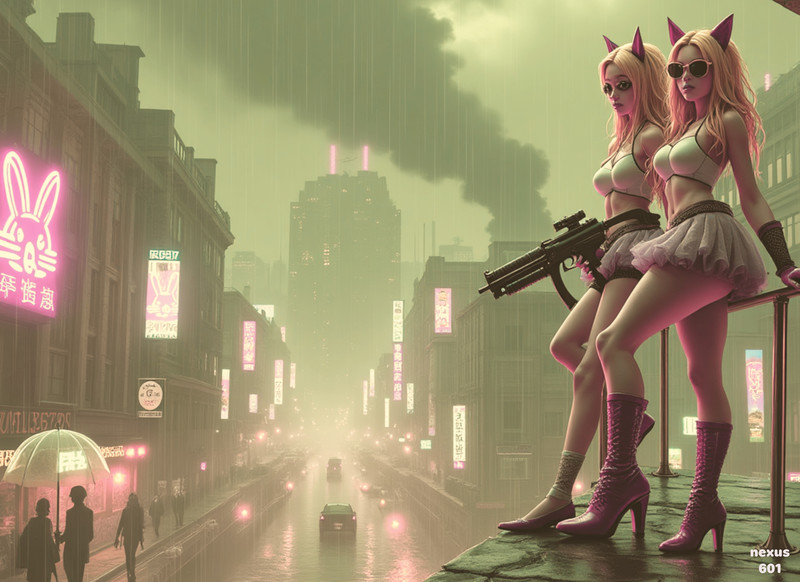 Sci-fi / cyberpunk female in city