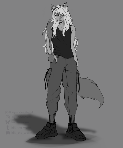 Black and White Sketch, full body