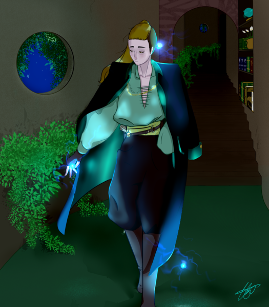 Character in complex scenery
