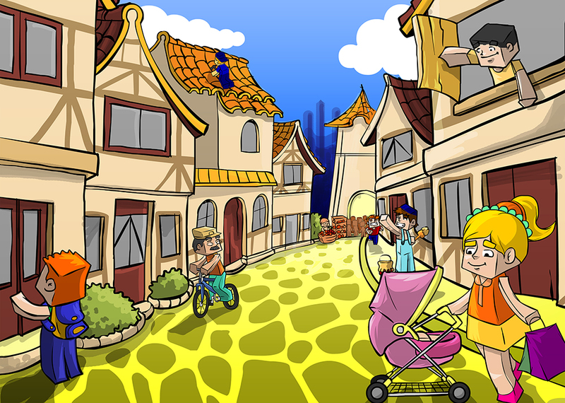 Town Background Illustration