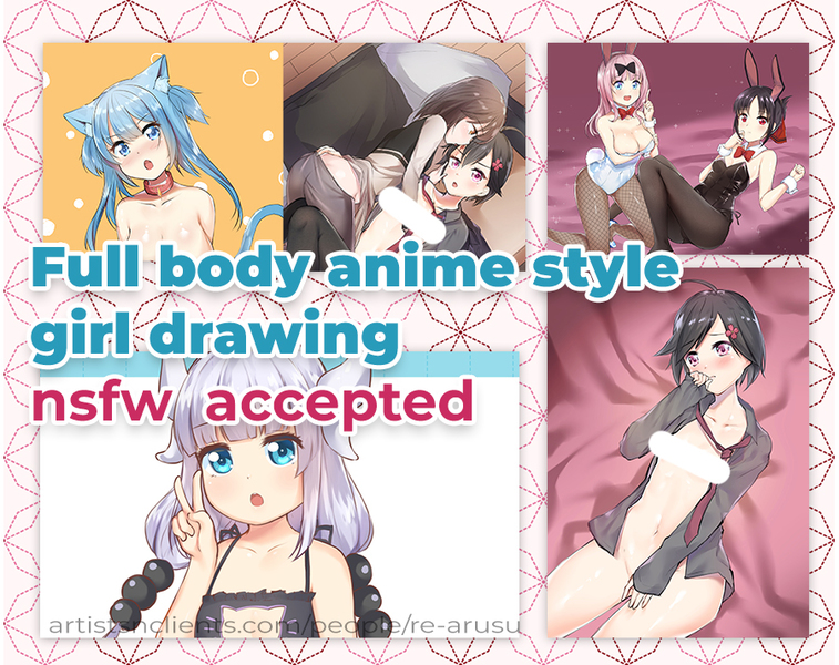 full body nsfw anime style girl drawing