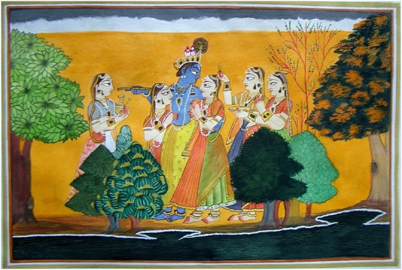 Krishna and Gopies- Original Painting